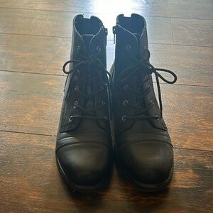 Black Lace-Up Combat Boots
